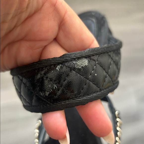 CHANEL Black Quilted Mules with Chain Detail - Picture 11 of 14